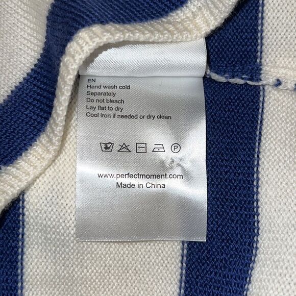 NEW Goop × Perfect Moment Striped Ruffle Sleeve Rainbow Wool Sweater XS - Picture 14 of 16